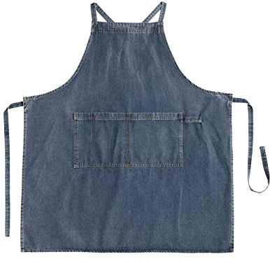 LOVIVER Grembiule in Tela di Jeans da Giardinaggio e Lavorazione del Legno per Uomo e Donna - Con Pettorina Regolabile