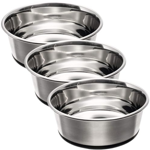 HUNTER Edelstahl Futternapf, für Hunde und Katzen, rutschhemmend, pflegeleicht, 350 ml (Packung mit 3)