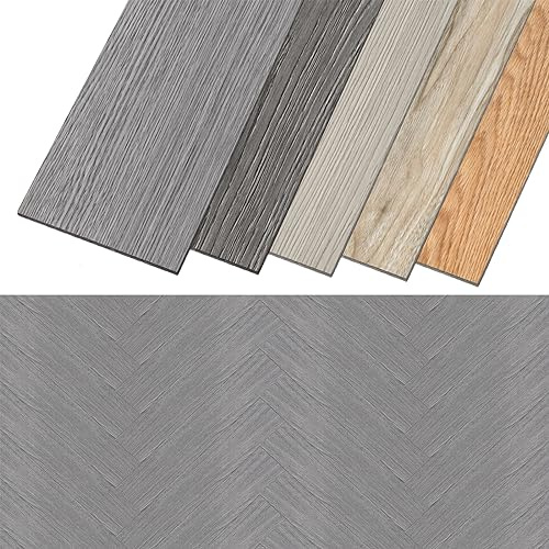 YUENFONG PVC Bodenbelag, Vinylboden PVC Selbstklebende mit Holz-Optik, Dielen Bodenfliesen Wasserfest Klebefliesen 36 Stück für 5,02 m² Wohnzimmer, Küche, Grau