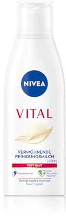 NIVEA Vital, latte detergente per la pelle matura, rimuove accuratamente il trucco e lo sporco della pelle, delicato latte detergente (200 ml)