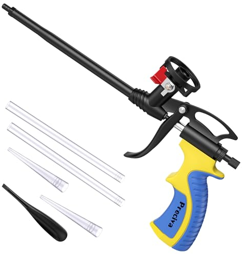 Pistola di Schiuma,Preciva Pistola di Schiuma Espandibile con Valvola Switch, Pistola di Distribuzione di Schiuma Anti-Incastro Aggiornata, Non Serve Pulizia Sprayer di Schiuma PU