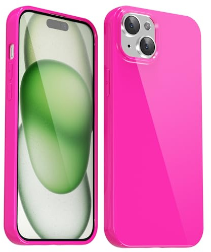 Svanove pour iPhone 15 Coque Silicone, Mince Étui Pure Color Smooth Rubber Gel Original, Souple TPU Étui Slim Antichoc Protection Cover, Rose Vif