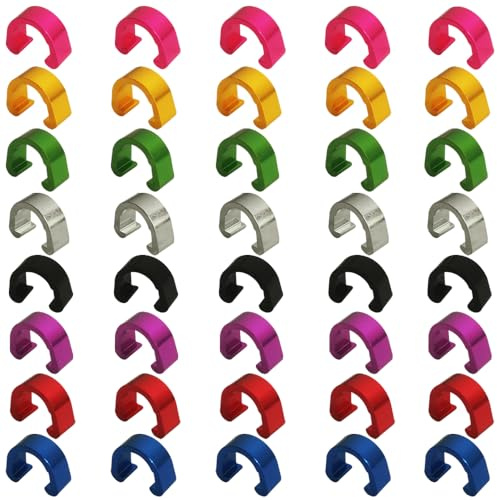 Pirhosigma 5 Stück von je 8 Farben C-Clips Klemmen Aluminiumlegierung Metall U-Clips Schnalle MTB BMX Mountainbike Fahrräder Bremskabel Schaltwerk Schaltzug Kabelführung Schaltschlauch (40 Stück)