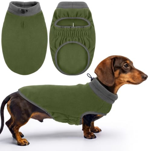 KONVINIT Hundepullover Kleine Hunde Hundepulli Fleece Hundemantel Warmer Weste Pullover Hund Winterkleidung für Hunde,Bequem Pullover für Hunde,Grün, XS