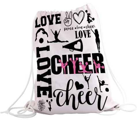 PXTIDY Cheer Bag Cheerleading Drawstring Bag Gifts for Cheerleading Lovers Cheerleader Gift Bag Cheer Stuff Cheer Team Gifts