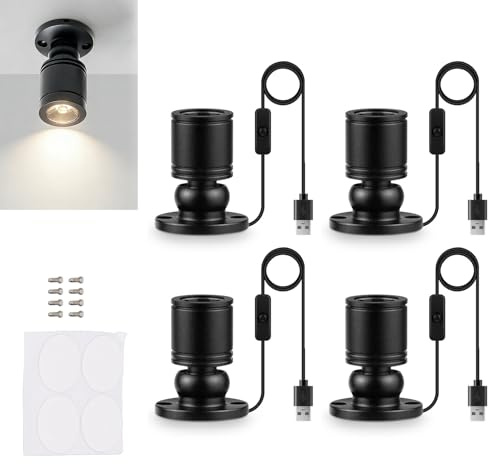 4 Stück LED Display Spot Lichter, 5v Dimmbar, USB Mini Spotlight Strahler Schmuckstrahler Aufrechter Spot Lichter Schmuck Vitrine Beleuchtung Für Schmuck Vitrine Veranda Eingangsbereich (Naturlicht)