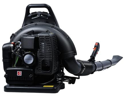 Souffleuse à essence à 2 temps pour sac à dos à essence, puissance de 3 ch/2,3 kW, souffleuse à neige alimentée au gaz 63 CC pour l'entretien de la pelouse, de la cour, des débris de poussière (noir)