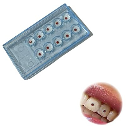 Angelkiss 10 x 2 mm Tooth Crystal Ornaments Teeth Jewellery Decoration Nail Jewellery (Leuchtendes Rot)