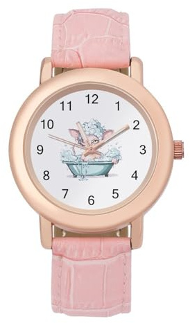 Bubbelbad Sphynx katt dam elegant klocka analog kvartsur läderband armbandsur, Stil, regular, armband