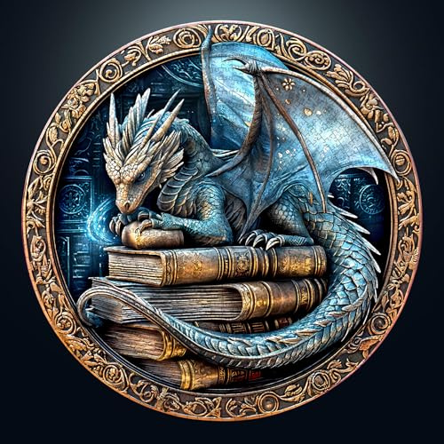 Charmible Puzzle 1000 Teile Erwachsene, Drachen Puzzle, Jigsaw Puzzle Rund | 67.5x67.5cm Erwachsene Puzzle,Puzzle Rund 1000 Teile,Papier Flache Puzzle mit 3D-Visualeffekte,Puzzle Schwer Anspruchsvoll