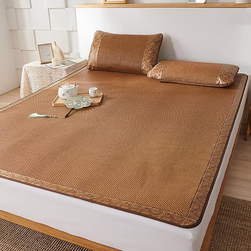 Faltbare Kühle Bambus-Schlafmatte, Sommer Schlafmatte Bambus, Bambusmatte Bett Schlafen Pad, Für Die Kühlung Im Schlafzimmer Zu Hause-faltbar, Atmungsaktiv,Doppelseitige Verwendung(Color B,120cm)