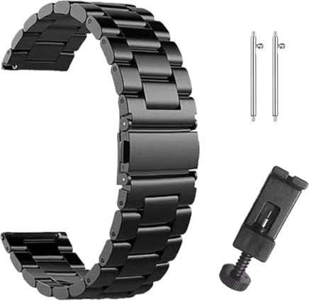 Axvxby Uhrenarmband Metall 22mm - Schwarz Edelstahl Uhrband mit Quick Release für Damen Herren, Uhrenarmband 22mm Bürstester Edelstahl Smartwatch Ersatzarmband