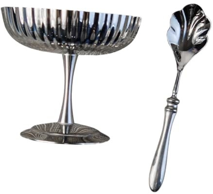 TAIZhiChen Coppa Gelato in Acciaio Inossidabile, Bicchiere da Vino, Coppa Gelato, Ciotola da Portata, Coppa da Dessert, Bicchieri Alti per Picnic, Matrimonio, KA, Tipo a Strisce