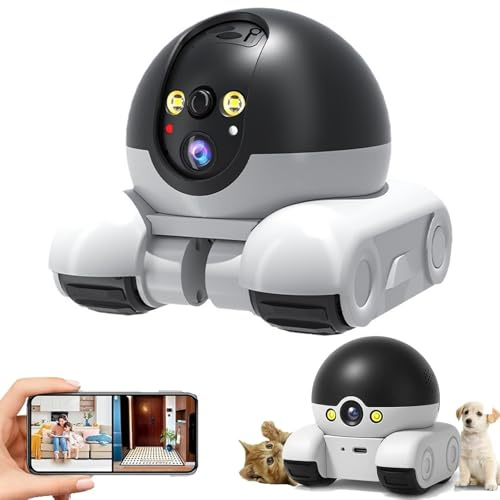 Blinkybot Camera - 360° View Blinkybot Robot, Blinkybot Pro Dual-Lens Smart Robot Camera, Smart AI Robot Cameras, Indoor Movable WiFi Cameras with 2-Way Talk, Night Vision, App Control for Pets, Home