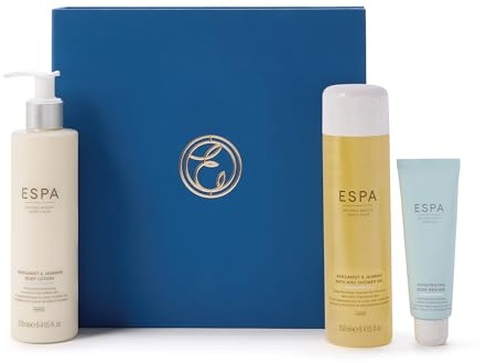 ESPA Bergamot & Jasmine Collection | Luxury Bath & Body Spa Gift Set with Shower Gel, Body Lotion & Exfoliator | Nourishes & Awakens Skin with Pure Essential Oil Aromatherapy