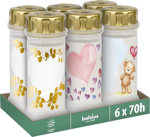 Bolsius - Grave Candle no. 6 + lid Note from The Heart - Burning time 70 Hours - Contains Natural Plant Wax - Palm Oil Free