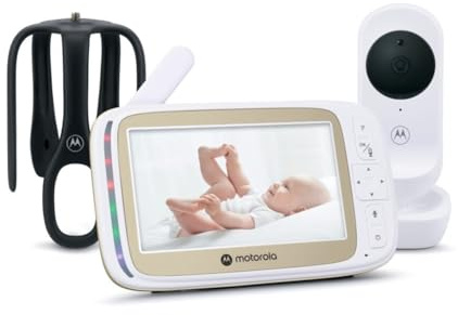 Motorola Nursery VM45 CONNECT Baby Monitor med Wi-Fi-kamera och 5-tumsskärm, 720p HD Vision, Tvåvägssamtal, Temperaturkontroll, Stargrip Crib Mount, Long Range