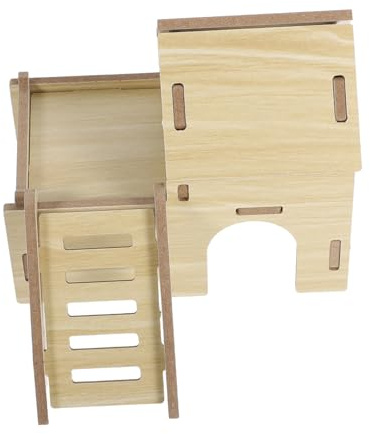 DOITOOL Mehrkammer hamsterhaus aus Holz Kleines Versteck für Zwerghamster und Kleintiere Stabiles Sicheres Nest Installieren Artgerechtes Zubehör für Hamsterkäfig und Spielspaß