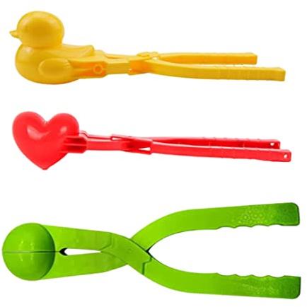 Xoeryoy Fabricant de Boules de Neige, Boule Canard, Clips en Forme cœur, Jouets Neige pour Jeux en Plein air, 3 pièces, Couleur aléatoire
