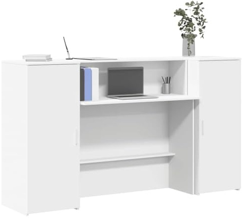Emmtore Mostrador de recepción Blanco 180x50x103,5 cm Madera de ingeniería