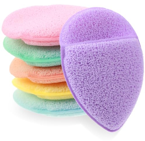 6 st ansiktssvampar för att tvätta ansiktet, shimmeroo exfolierande ansiktssvampar – rengöring och exfoliering, tvättbar, återanvändbar, sminkborttagare, rengöringspuff för ansiktet, daglig rengöring