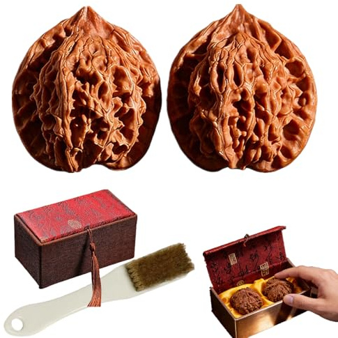 1 Paar natürliche Wenwan-Walnussholz, chinesische Walnüsse, Fidget Stressabbau, Handball, Gesundheit, Griffball, Walnuss-Handmassagebälle, traditionelles chinesisches Walnuss-Spielzeug (4.1CM)