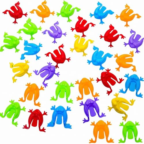 Valicaer Hoppers 30 Stück Springende Frösche, Finger Drücken Spielzeug, Fröschis Für Partyspiele Und Familienaktivitäten, 5.5x5.2 cm Bunte Mini Frösche (Farben Zufällig)