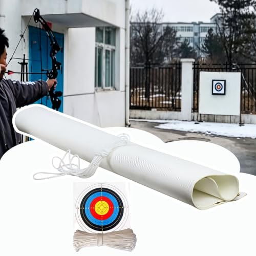 White Roll Bow And Arrow Backstop for Backyard Target Shooting Practice | 4x8 5x8 5x10 8x8 10x8 ft Archery Net Withstand 65 Lbs Draw, Outdoor Portable Polyester Safety Netting