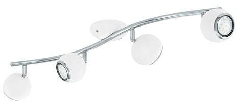 EGLO LED Deckenlampe Bimeda, 4 flammige Deckenleuchte | Deckenstrahler aus Metall in Weiß und Chrom, Wohnzimmerlampe, Spots inkl. GU10 Leuchtmittel, warmweiß