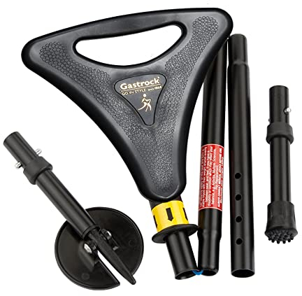 Gehstock Walker Sitzstock aus englischer Fertigung, aus stabilem Leichtmetall, faltbar, Spezial-Klappsitz/Griff,inklusiv Gummipuffer und wasserdichter Nylontasche, faltbar