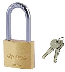 CISA 122011300, Lucchetto Arco Lungo, 30 mm, Arco in Acciaio, Corpo in Ottone