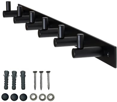 Gedotec Hakenleiste MOON aus Edelstahl schwarz matt, 6 Haken - Garderobenleiste Wandmontage - Garderobenhaken zum Schrauben - moderner Jackenhalter Wand für Garderoben, Bad & Küche