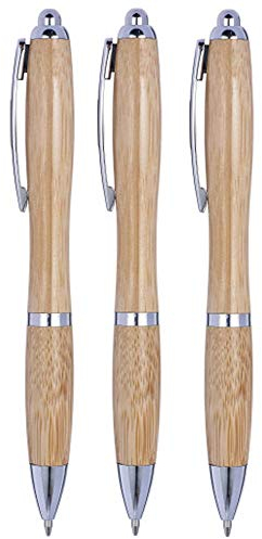 notrash2003 Nachhaltige Kugelschreiber Holzkugelschreiber Druckkugelschreiber aus Bambus Umweltfreundlich Mengen von 1 bis 10 Stück Schreibgerät schwarze Mine, 3 Stück