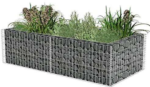 Gabionen-Pflanzkorb Gabionenkörbe pflanzgefäß,Gabionen Hochbeet befüllbare Steinkörbe Verzinkter Stahl, 180 x 90 x 50 cm
