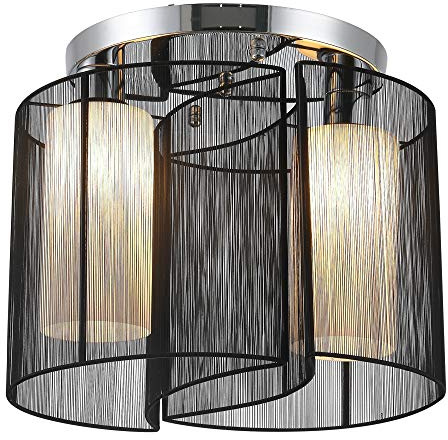HOMCOM Deckenlampe Deckenleuchte 2-Flammig E27 Badlampe Modern Küchenlampe Lampe für Schlafzimmer, Badezimmer, Küche, Wohnzimmer Weiß Ø47,5 x 33 cm (Ohne Glühbirnen)