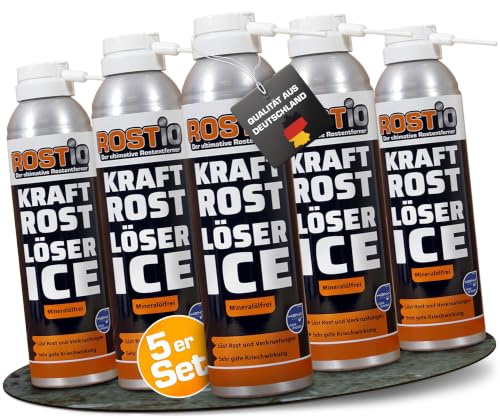 Rostio Kraft Rostlöser Spray Ice | Extrem Kraft Profi Rost-löser EIS für Schrauben | Muttern | Auto | Fahrrad (5 Stück)