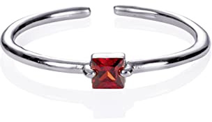 namana Zierlicher Ring für Frauen - Verstellbarer Offener Ring Mit Buntem Quadratischem Stein, Damenring Mit Zirkonia-Stein, Silberring für Teens, Mädchen
