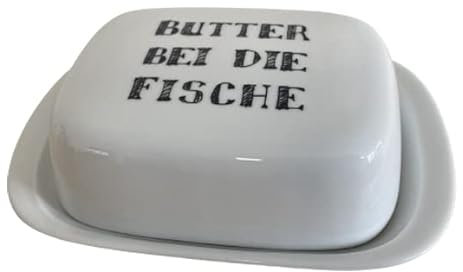 Geschenkbox Butterdose Butter bei die Fische 190x125x50mm Porzellan