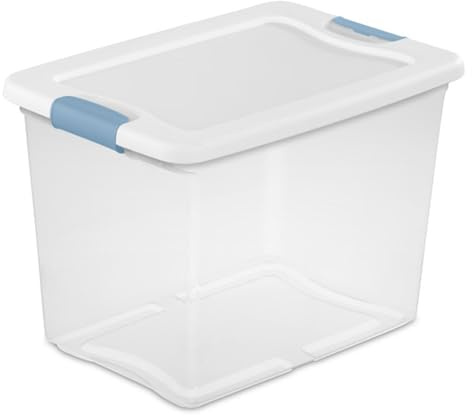 Sterilite 18-Pack Latching Box, Under Bed Storage Bins with Lids, Clear Plastic, 25 Quart - Heavy-Duty Organizing Containers for Closet, Bathroom, and Office