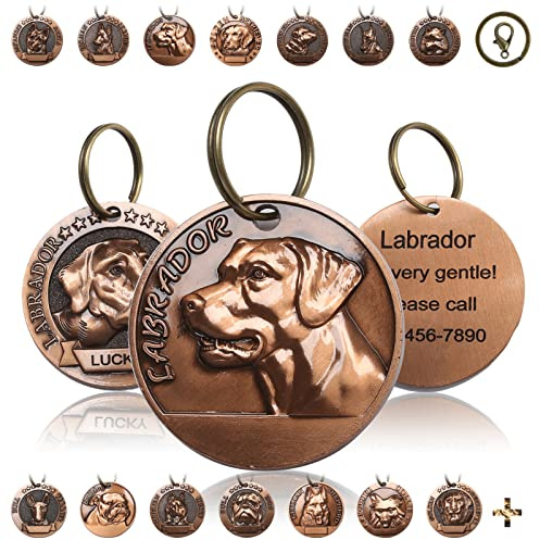 FYNIGO Hundemarke mit Gravur Personalisiert,3D-Muster für Exklusive Rassen, Personalisiertes Haustier-Namensschild,53 Rassen und 129 Farben von Katzen und Hunden,Optional Graviert auf Beiden Seiten