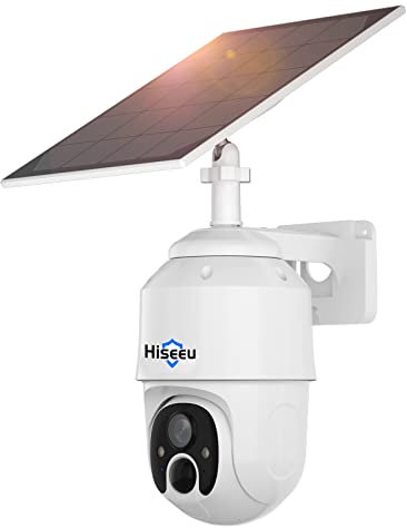 Hiseeu Security Camera Outdoor Wireless with Solar Panel, 2K Solar Security Camera with Color Night Vision, 360° Battery Powered PTZ Security Camera,PIR Detection, APP Alarm,Free Cloud Storage