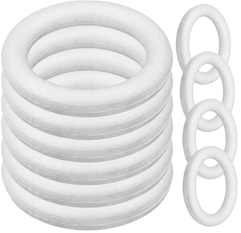 FOMIYES Styropor Ringe 10 StüCk 10Cm Weiß Schaumstoff KräNze FüR Diy Bastelprojekte Kinderkunst Hochzeit Und Heimdekoration
