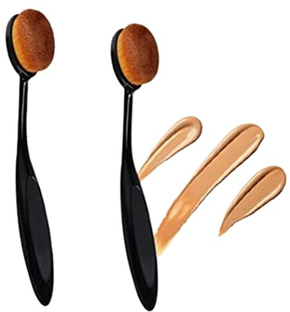 2 Pack Toothbrush Foundation Brush Oval Makeup Brush Loose Powder Toothbrush Brushes for Blending Liquid, Cream, Flawless Powder Cosmetics Tools