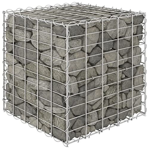 WIFESE Panier de Gabion Fil d'acier 50x50x50 cm Lit Surélevé Cube à Gabion Argenté Mur de Soutènemen Construction Robuste Mur en Gabion Décoration de Jardin Terrasse Cage de Gabion
