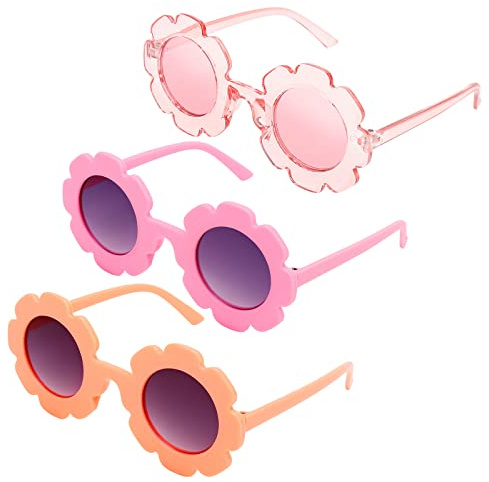 DRESHOW Lunettes de Soleil pour Enfants Lunettes Rondes à Fleurs pour Filles et Garçons Accessoires de Fête