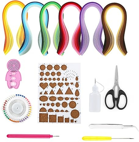 VOANZO Kit Quilling Carta 15 Pezzi con 600 Strisce Carta Quilling Strumenti Quilling Assortiti Carta Artistica Quilling per Disegnare Strumenti Artigianali