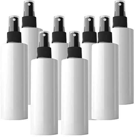 LusDoly Pack of 24, Empty 200ml White Plastic Fine Mist Atomiser Bottles with Black Sprayer Empty Water Spray Bottles for Cleaning Solutions, Gardening