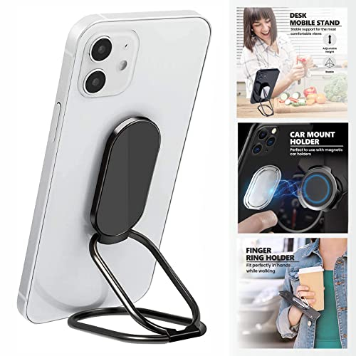 DoEasy Phone Ring Holder with Car Magnetic Phone Mount Foldable Metal Finger Grip Ring Holder Kickstand Cell Phone Stand for Smartphones iPhone iPad Tablets Samsung Google Pixel (Grey)