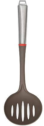 Cuchara ranurada para servir, cuchara de plástico con agujeros para drenar, cuchara coladora con mango de acero inoxidable