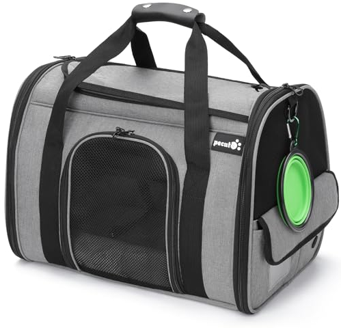 Pecute Transportbox Katze,Katzen Transportboxen mit Haustiernest, Faltbare Katzentasche Transporttasche, Hundetragetasche mit Einstellbar Schultergurt für Katzen Kleiner Hund Welpe
